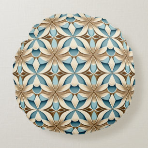 Geometric Floral Pattern Round Cushion