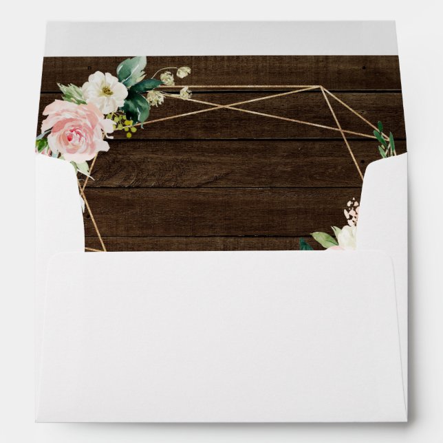 Geometric Floral Rustic Wood Wedding 5X7 Envelope (Back (Bottom))