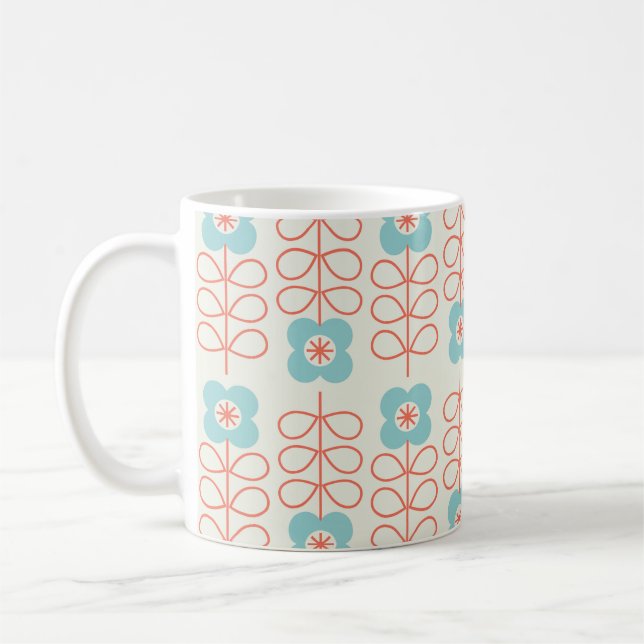 Geometric floral seamless pattern. Nordic style. v Coffee Mug (Left)