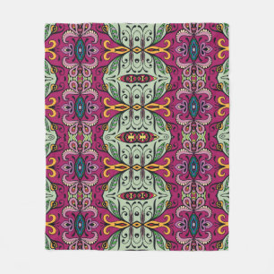 Geometric Floral Tribal Ethnic Doodle Fleece Blanket