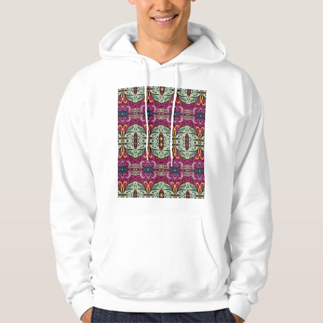 Geometric Floral Tribal Ethnic Doodle Hoodie (Front)