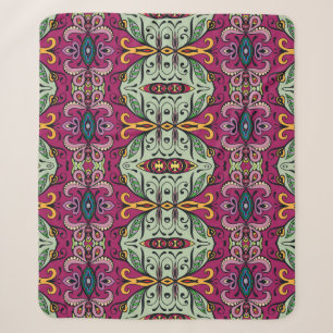 Geometric Floral Tribal Ethnic Doodle Sherpa Blanket