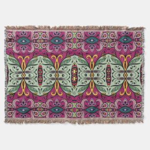 Geometric Floral Tribal Ethnic Doodle Throw Blanket
