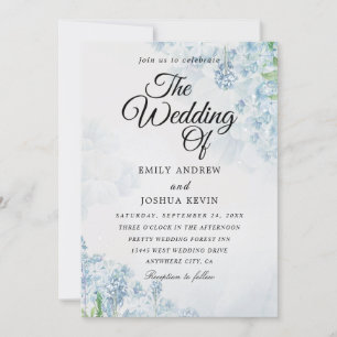 Geometric floral wedding card with blue flower