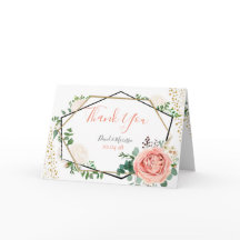 Geometric Floral Wedding Thank You Card