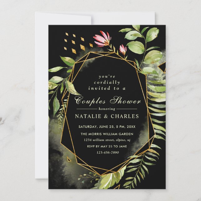 Geometric Floral Wreath Couples Shower Invitation (Front)