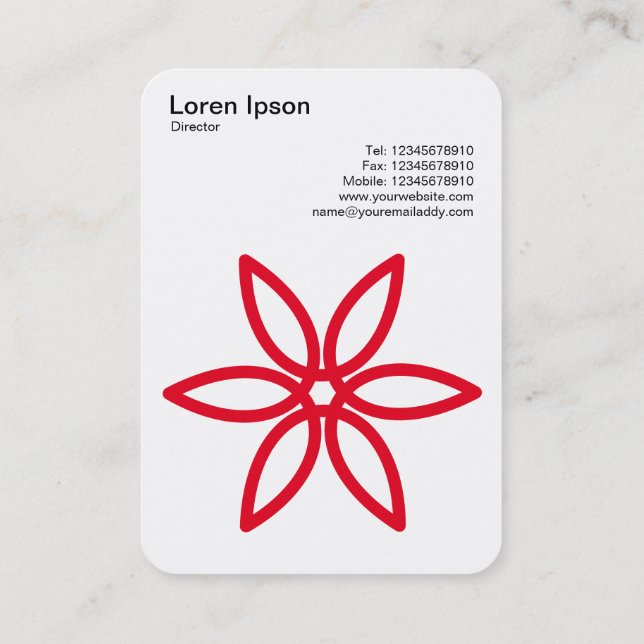 Geometric Flower 02 - Black on White Business Card (Back)