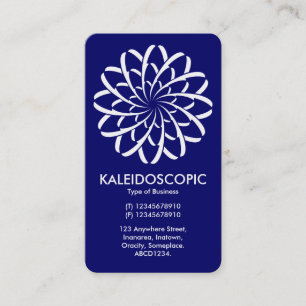Geometric Flower 02 - White on Deep Navy Business Card