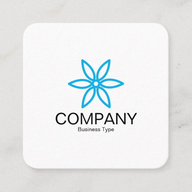 Geometric Flower 02 -  White Square Business Card (Front)