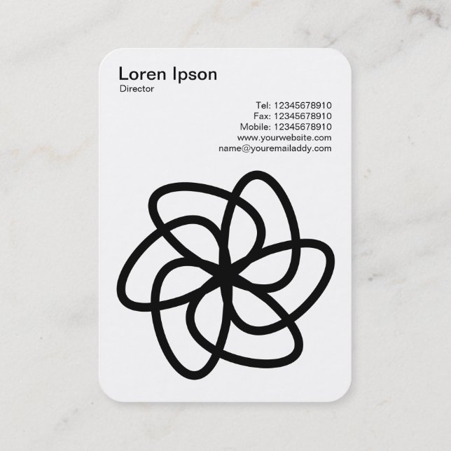 Geometric Flower 04 - Black on White Business Card (Back)