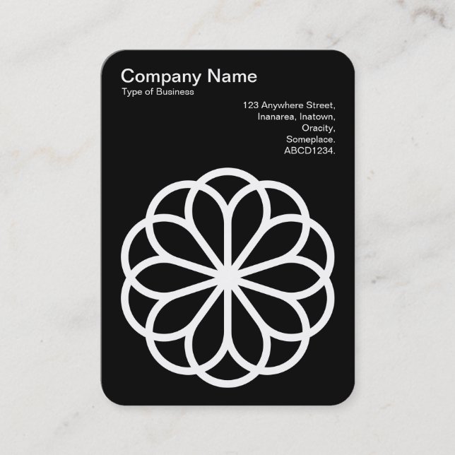 Geometric Flower 06 - White on Black Business Card (Front)