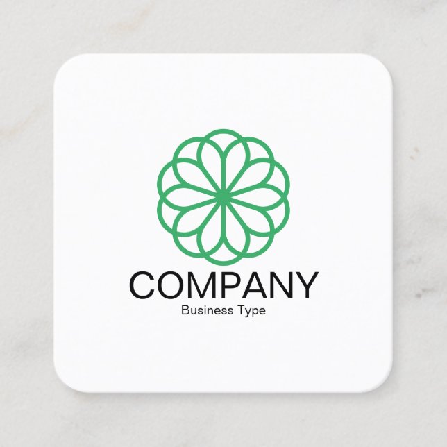 Geometric Flower 06 - White Square Business Card (Front)