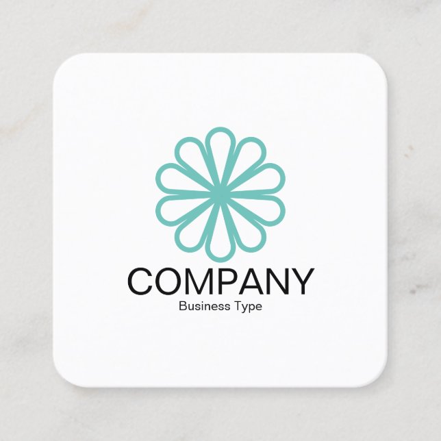 Geometric Flower 07 - White Square Business Card (Front)
