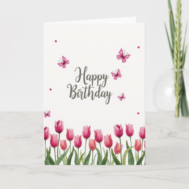 Geometric Flower Birthday Card (Front)