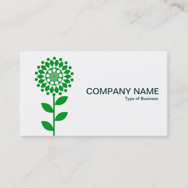 Geometric Flower - Grass Green on White Business Card (Front)