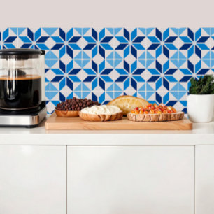 Geometric flower in shades of blue ceramic tile