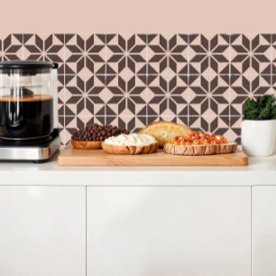 Geometric flower in shades of cream and chocolat ceramic tile