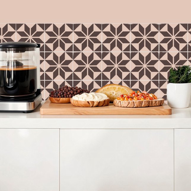 Geometric flower in shades of cream and chocolat ceramic tile (Creator Uploaded)