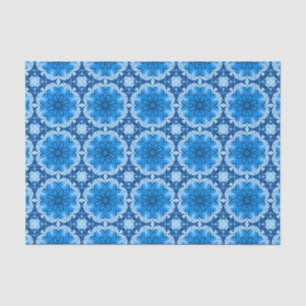 Geometric Flower Pattern in Cerulean & Light Blue Tissue Paper