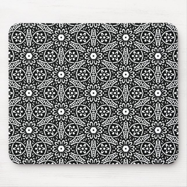 Geometric Flower Pattern Mouse Pad (Front)