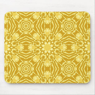 Geometric Flower Pattern - Mustard Gold and Yellow Mouse Pad