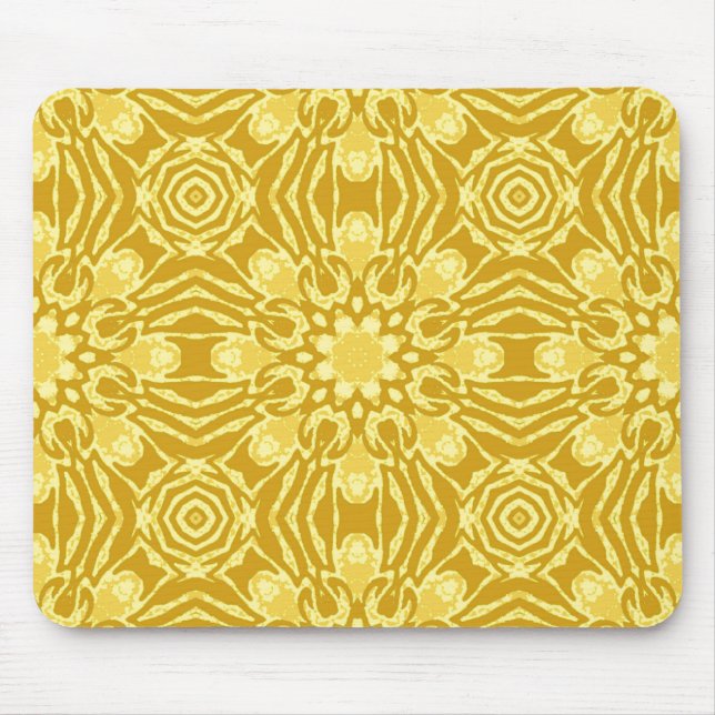 Geometric Flower Pattern - Mustard Gold and Yellow Mouse Pad (Front)