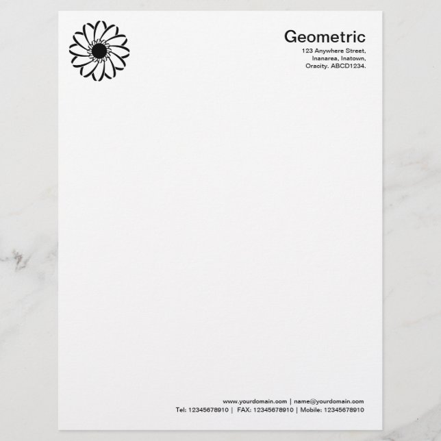 Geometric Flower Personalised Letterhead (Front)