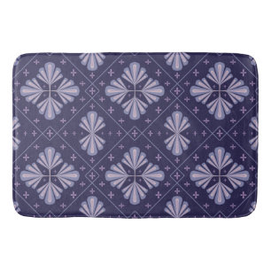 Geometric Flower Petals Abstract Repeat Pattern Bath Mat