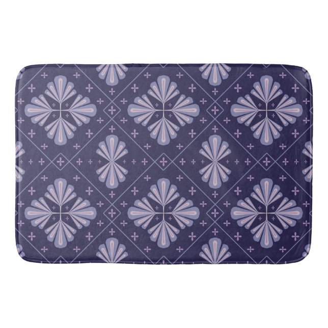 Geometric Flower Petals Abstract Repeat Pattern Bath Mat (Front)