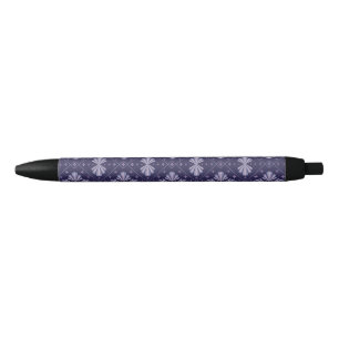Geometric Flower Petals Abstract Repeat Pattern Black Ink Pen
