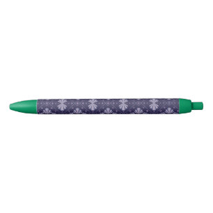 Geometric Flower Petals Abstract Repeat Pattern Blue Ink Pen
