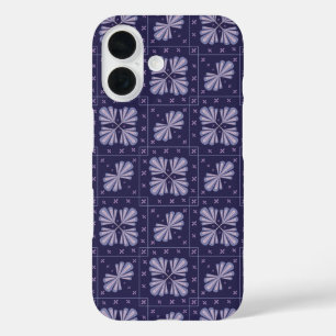 Geometric Flower Petals Abstract Repeat Pattern iPhone 16 Case