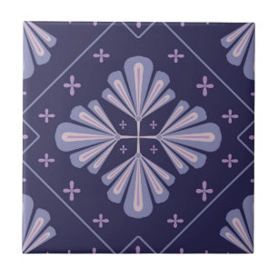 Geometric Flower Petals Abstract Repeat Pattern Ceramic Tile