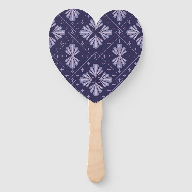 Geometric Flower Petals Abstract Repeat Pattern Hand Fan (Front)
