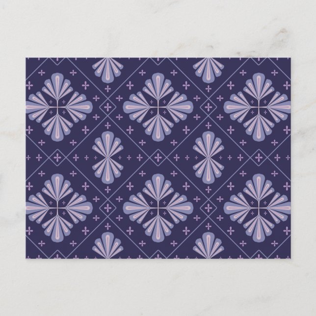 Geometric Flower Petals Abstract Repeat Pattern Holiday Postcard (Front)