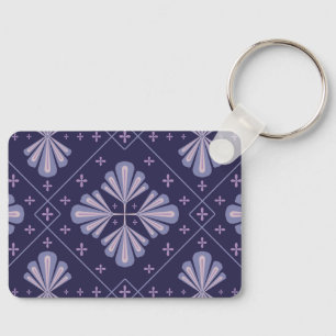 Geometric Flower Petals Abstract Repeat Pattern Key Ring