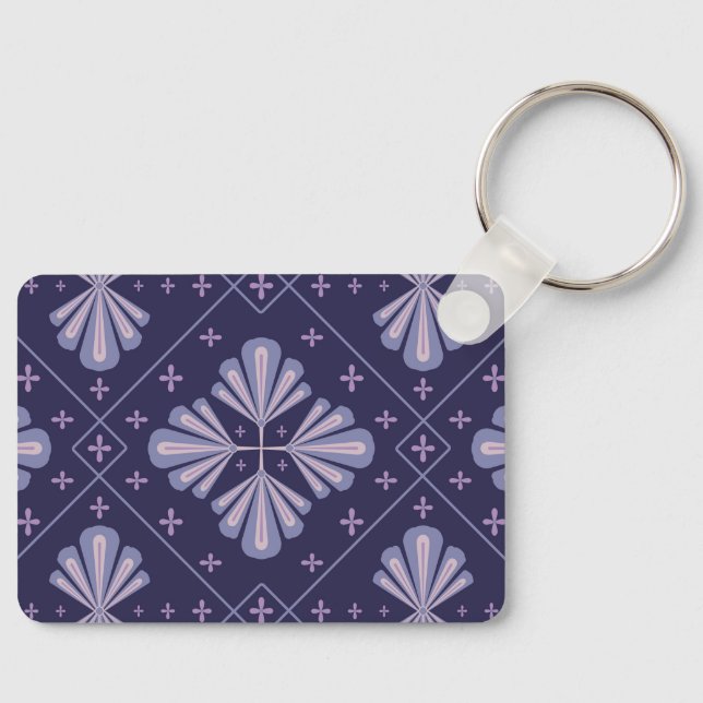 Geometric Flower Petals Abstract Repeat Pattern Key Ring (Front)