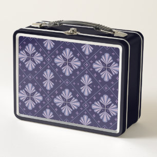 Geometric Flower Petals Abstract Repeat Pattern Metal Lunch Box