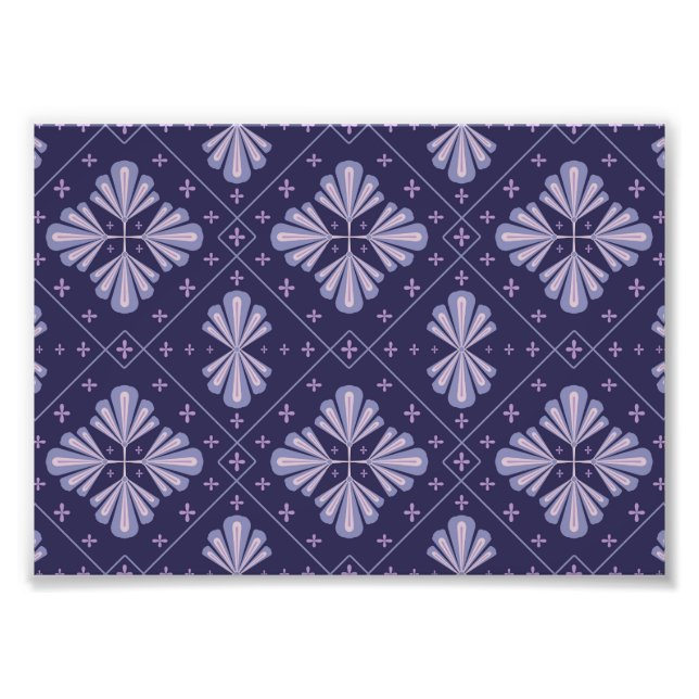 Geometric Flower Petals Abstract Repeat Pattern Photo Print (Front)