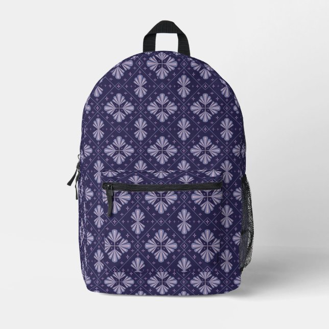 Geometric Flower Petals Abstract Repeat Pattern Printed Backpack (Front)