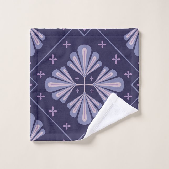 Geometric Flower Petals Abstract Repeat Pattern Wash Cloth (Wash Cloth)