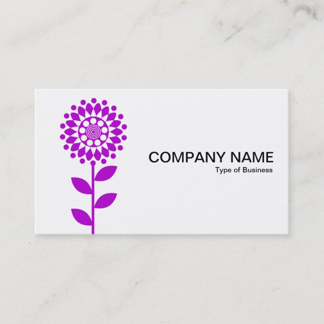 Geometric Flower - Purple on White Business Card (Front)