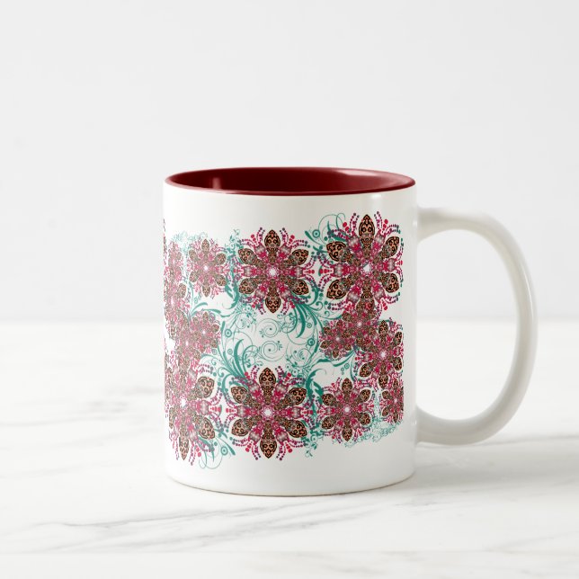 Geometric Flower Two-Tone Coffee Mug (Right)