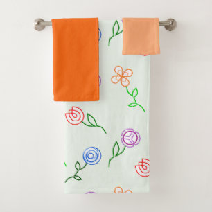 Geometric Flowers  Bath Towel Set