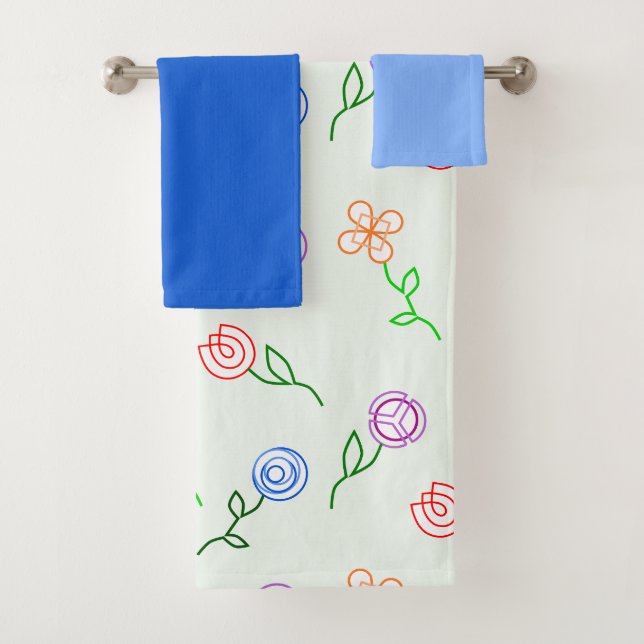 Geometric Flowers  Bath Towel Set (Insitu)