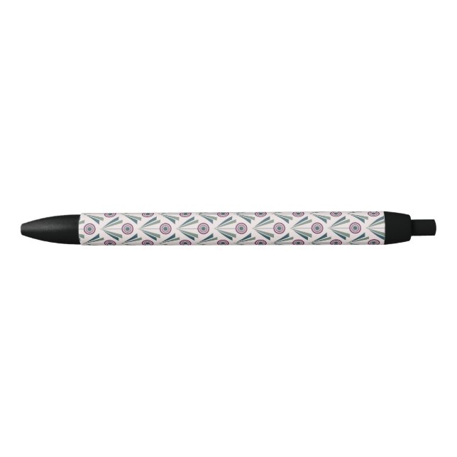 Geometric Flowers Black Ink Pen (Front)