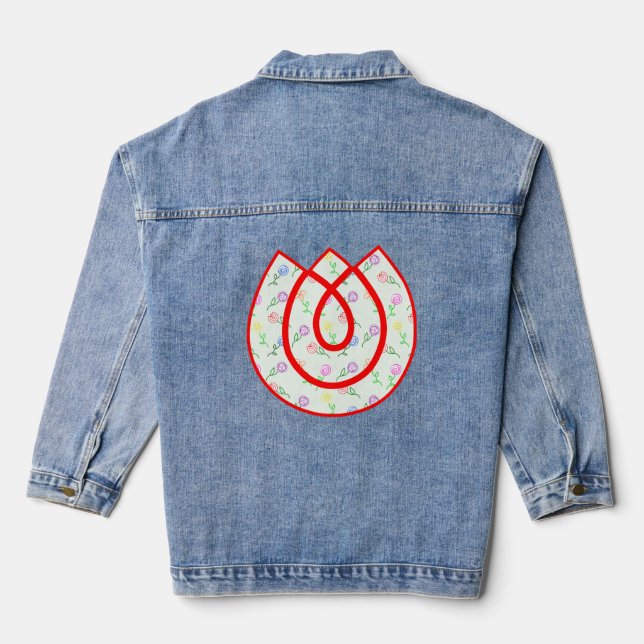 Geometric Flowers  Denim Jacket (Back)