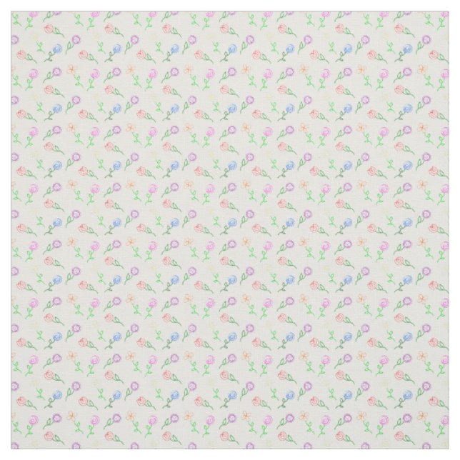 Geometric Flowers  Fabric (Swatch)