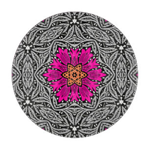 Geometric Flowers - Fuchsia Pink and Grey   Cutting Board