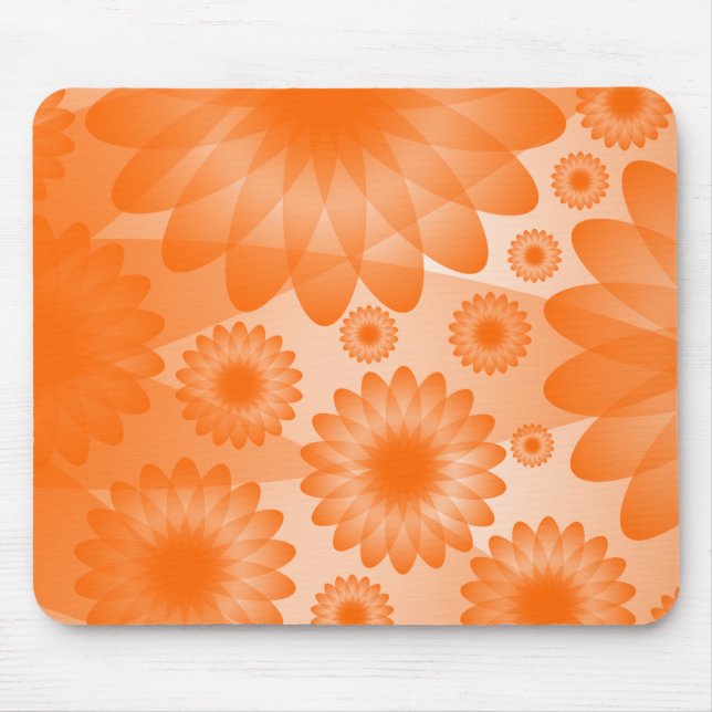 Geometric Flowers - Orange Mouse Pad (Front)